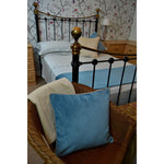 Load image into Gallery viewer, McAlister Textiles Matt Duck Egg Blue Contrast Piped Velvet Cushion Cushions and Covers