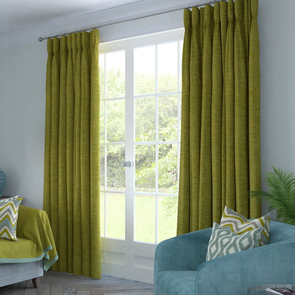 McAlister Textiles Plain Chenille Lime Green Curtains mw_product_option_cloned 