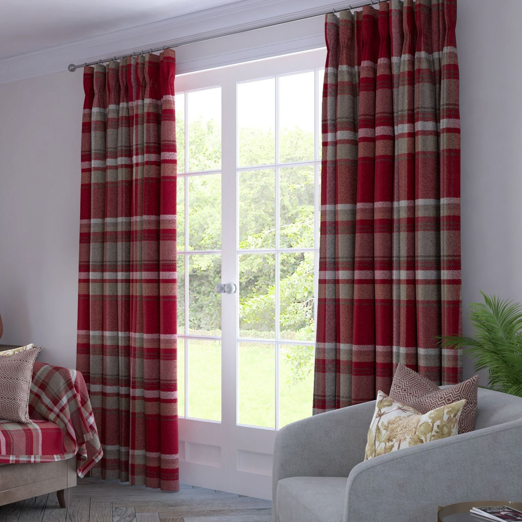 McAlister Textiles Heritage Red + White Tartan Curtains mw_product_option_cloned 