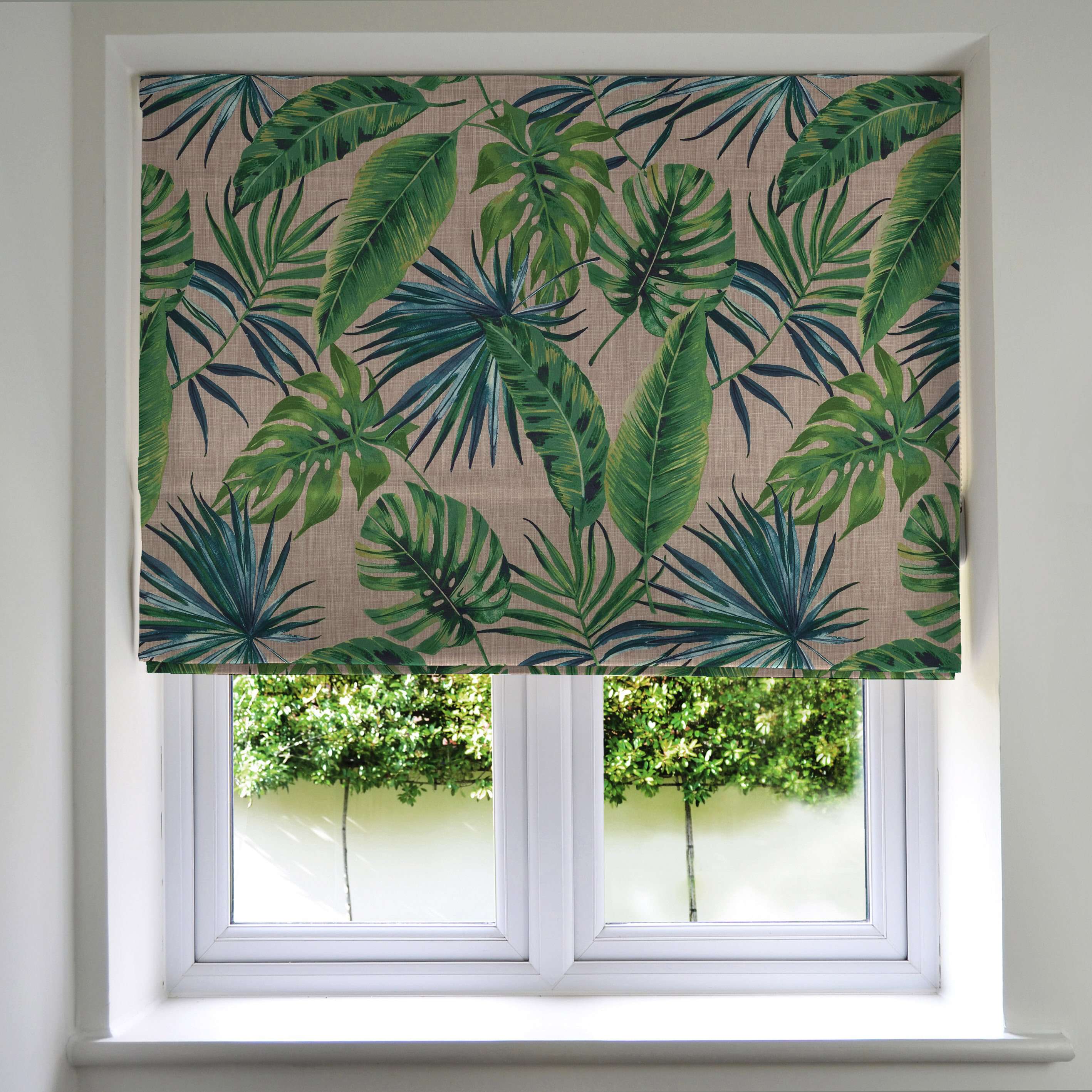 McAlister Textiles Palm Leaf New Printed Velvet Roman Blind mw_product_option_cloned Blackout Lining 130cm x 200cm 