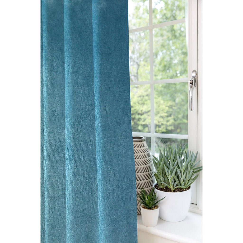 McAlister Textiles Matt Duck Egg Blue Velvet Curtains Tailored Curtains 