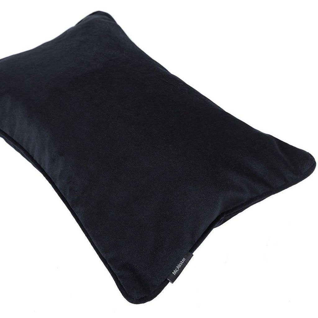 McAlister Textiles Matt Black Piped Velvet Cushion Cushions and Covers 