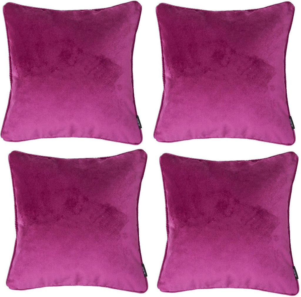 McAlister Textiles Matt Fuchsia Pink Velvet 43cm x 43cm Piped Cushion Sets Cushions and Covers 