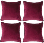 Load image into Gallery viewer, McAlister Textiles Matt Wine Red Velvet 43cm x 43cm Contrast Piped Cushion Sets Cushions and Covers 
