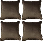 Load image into Gallery viewer, McAlister Textiles Matt Mocha Brown Velvet 43cm x 43cm Piped Cushion Sets Cushions and Covers 
