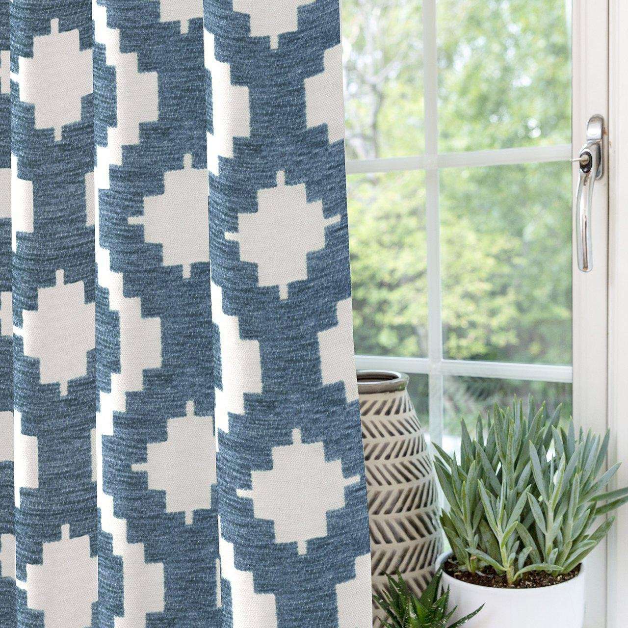 McAlister Textiles Arizona Geometric Wedgewood Blue Curtains mw_product_option_cloned 