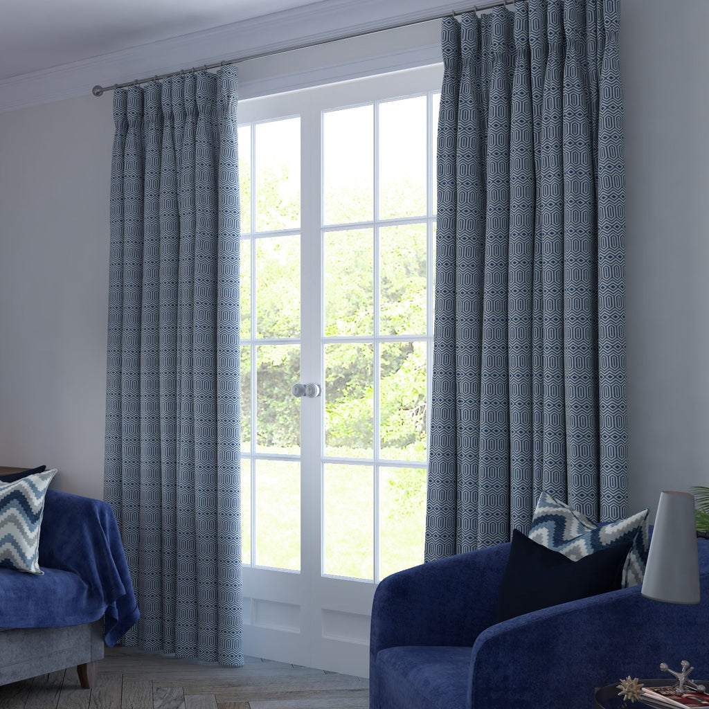 McAlister Textiles Colorado Geometric Blue Curtains mw_product_option_cloned 