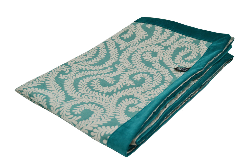 McAlister Textiles Little Leaf Teal Throws & Runners Throws and Runners 