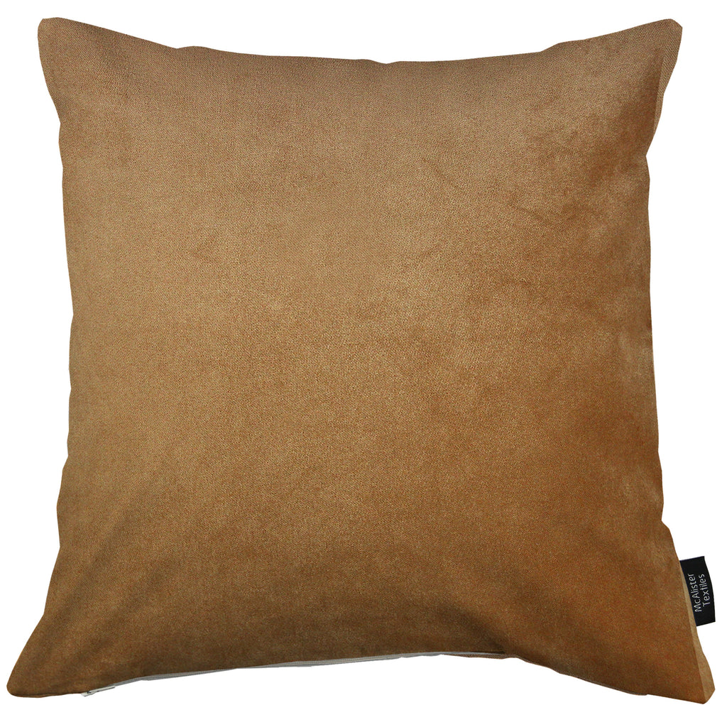 McAlister Textiles Matt Caramel Velvet Modern Look Plain Cushion Cushions and Covers 