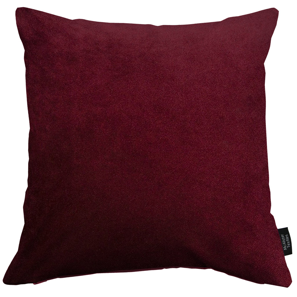 McAlister Textiles Matt Wine Red Velvet Modern Look Plain Cushion Cushions and Covers 