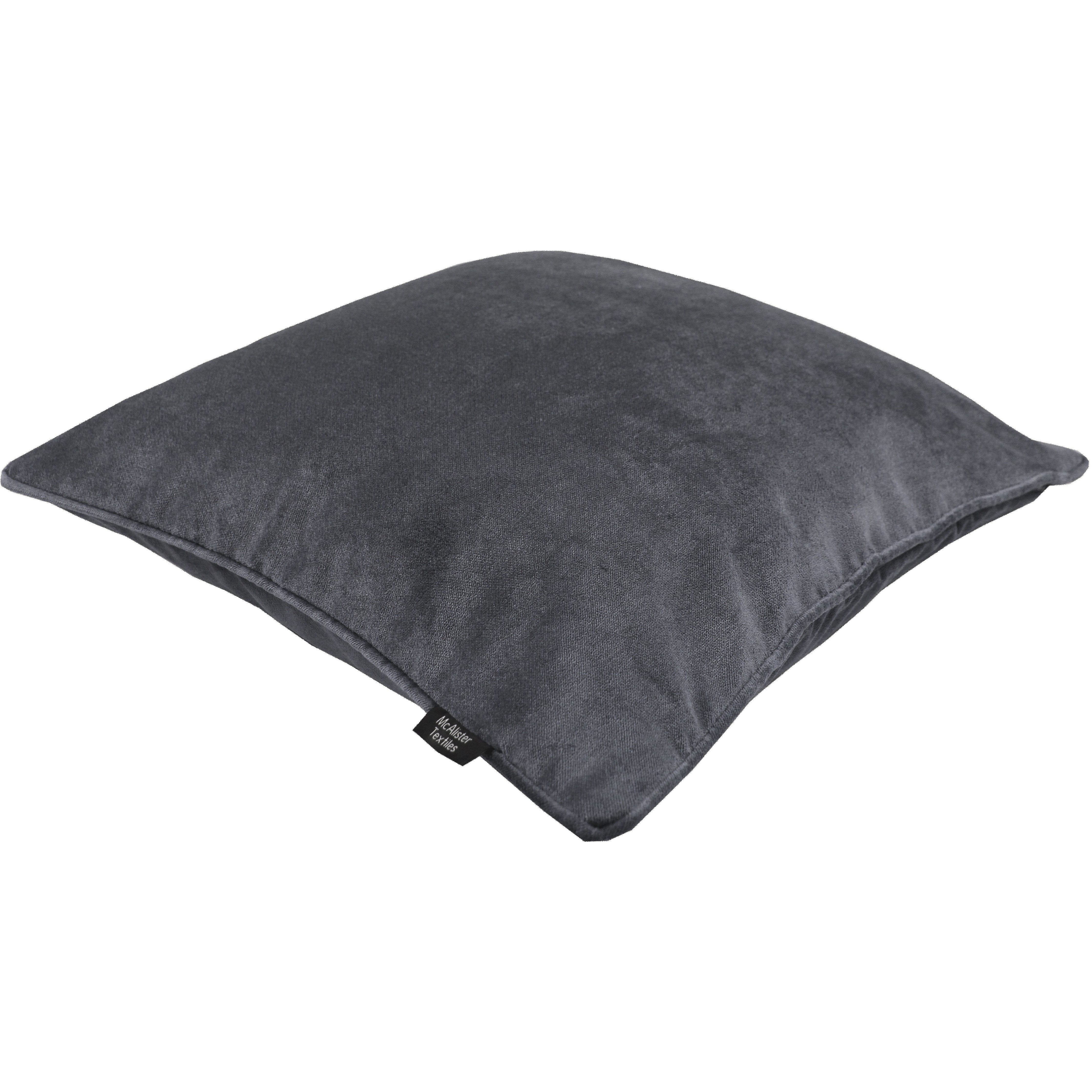 McAlister Textiles Matt Charcoal Grey Contrast Piped Velvet Cushion Cushions and Covers 