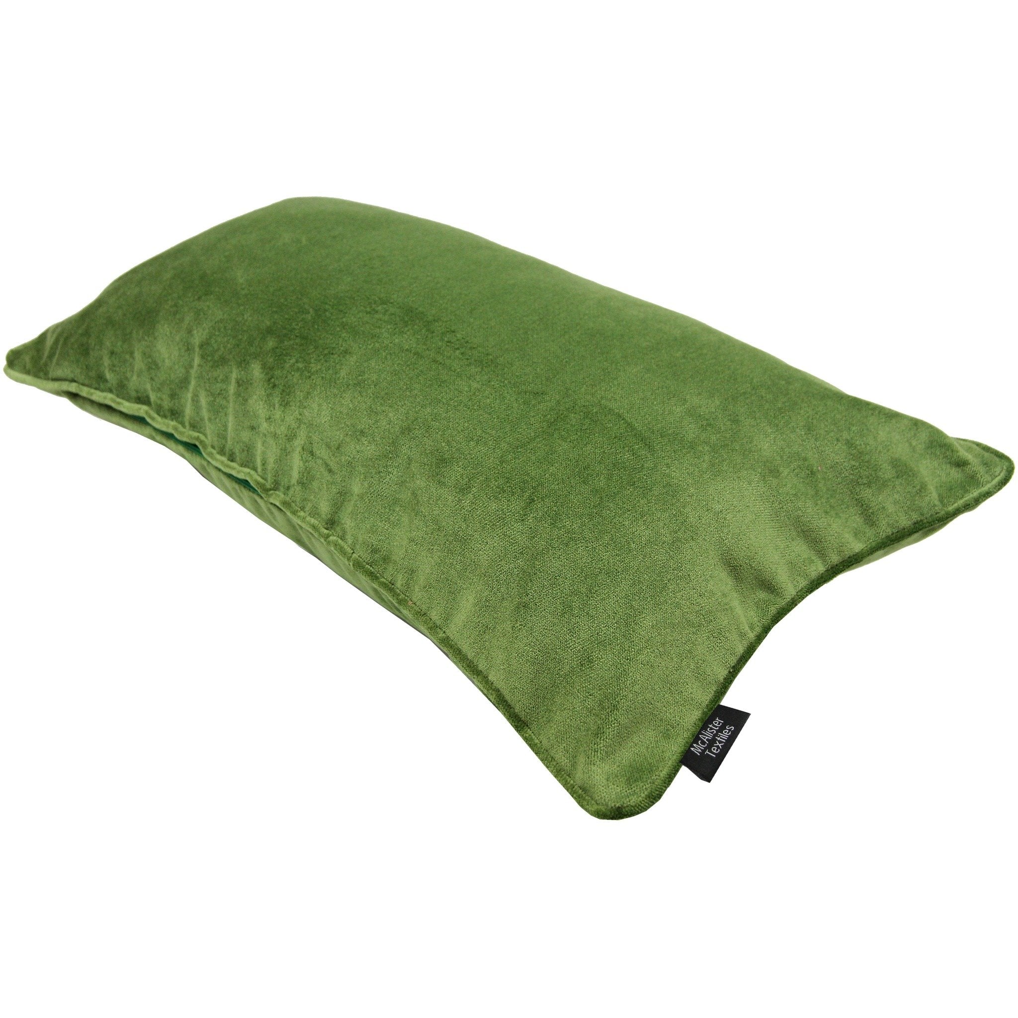 McAlister Textiles Matt Fern Green Piped Velvet Cushion Cushions and Covers 