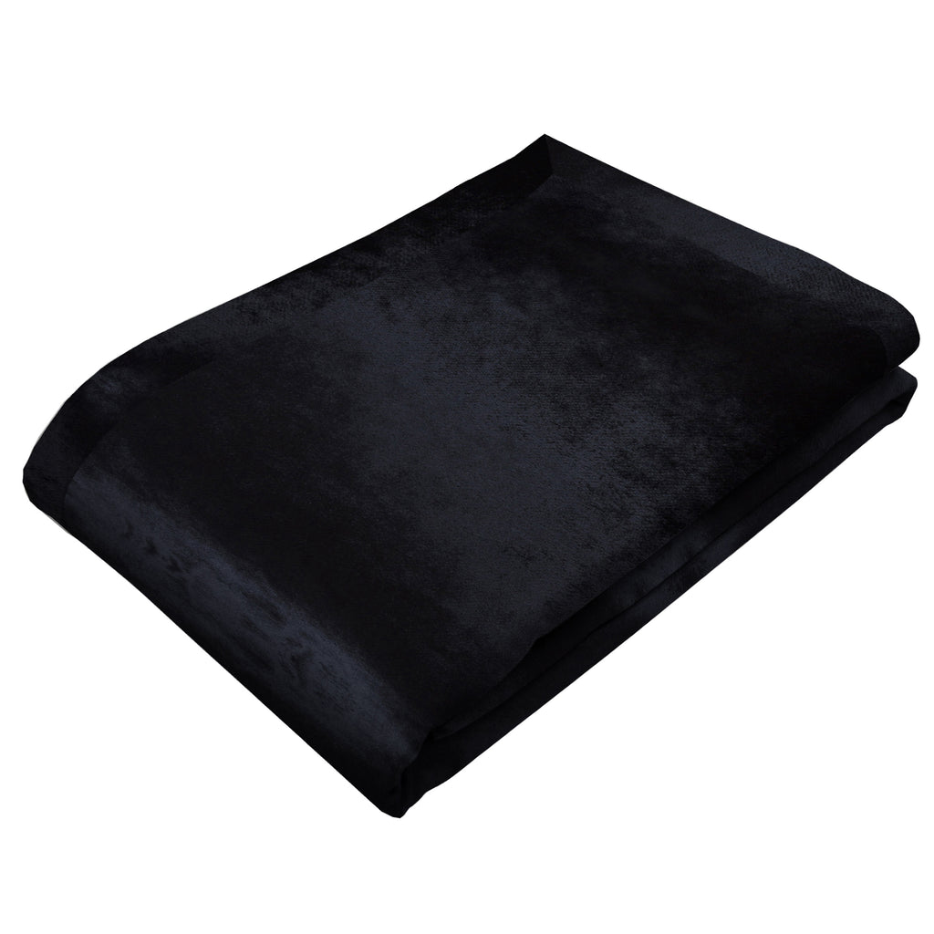 McAlister Textiles Black Crushed Velvet Throws & Runners Throws and Runners 