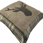Load image into Gallery viewer, McAlister Textiles Stag Charcoal Grey Tartan 43cm x 43cm Cushion Set Cushions and Covers 
