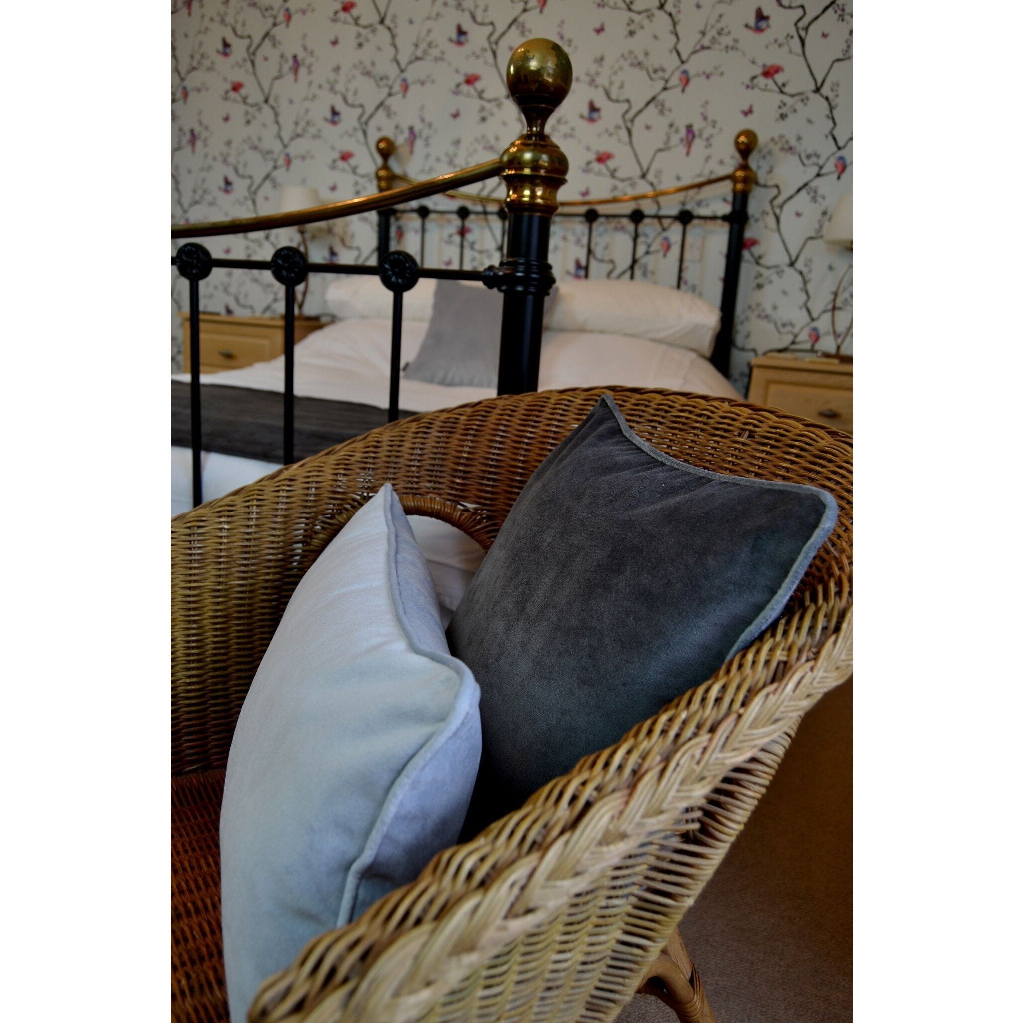 McAlister Textiles Matt Charcoal Grey Contrast Piped Velvet Cushion Cushions and Covers 