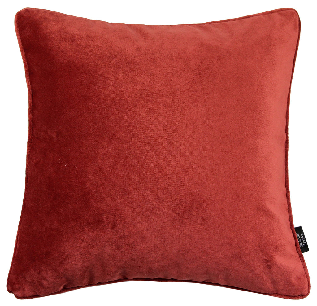 McAlister Textiles Matt Rust Red Orange Velvet 43cm x 43cm Piped Cushion Sets Cushions and Covers 