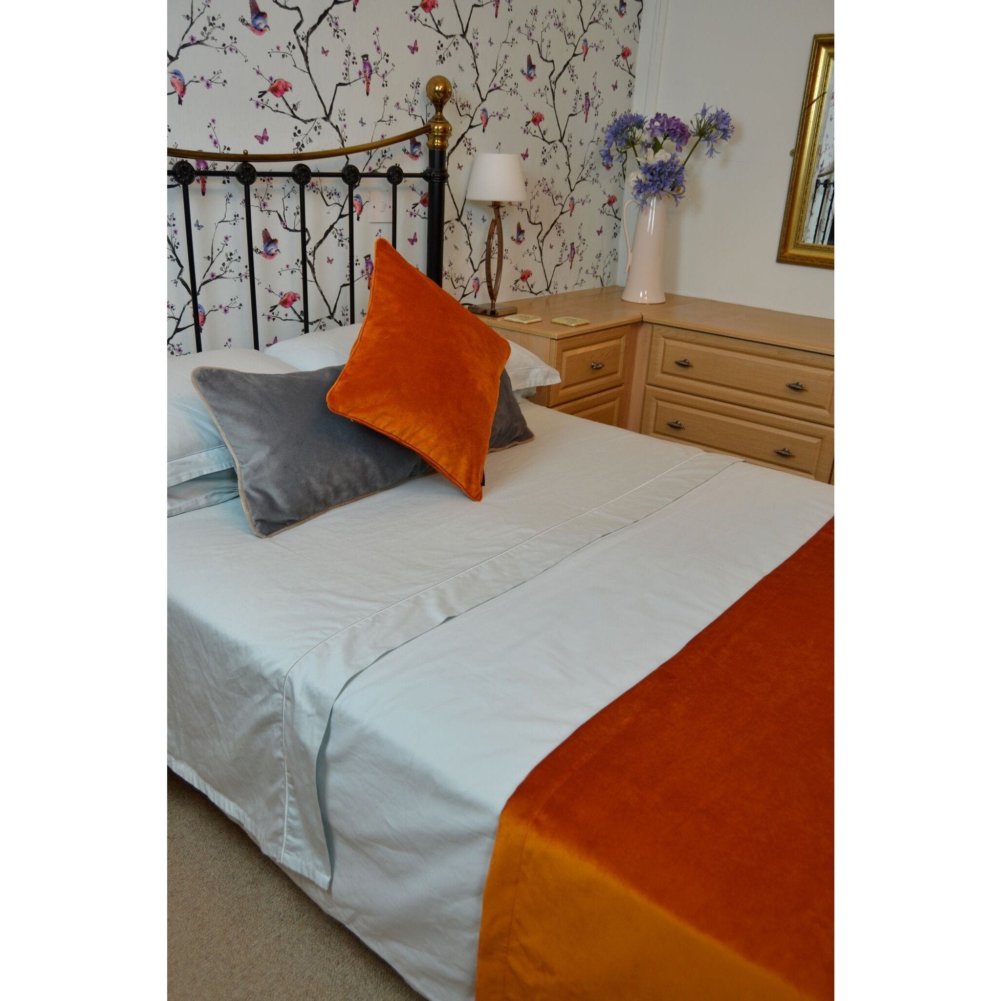 McAlister Textiles Matt Burnt Orange Piped Velvet Cushion Cushions and Covers 