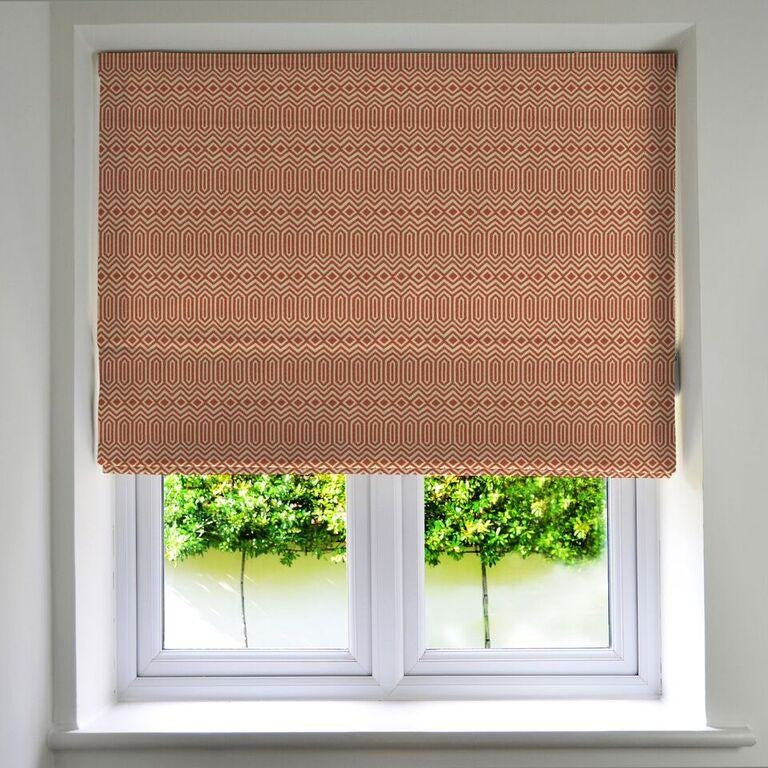 McAlister Textiles Colorado Geometric Burnt Orange Roman Blind mw_product_option_cloned Standard Lining 265cm x 200cm 