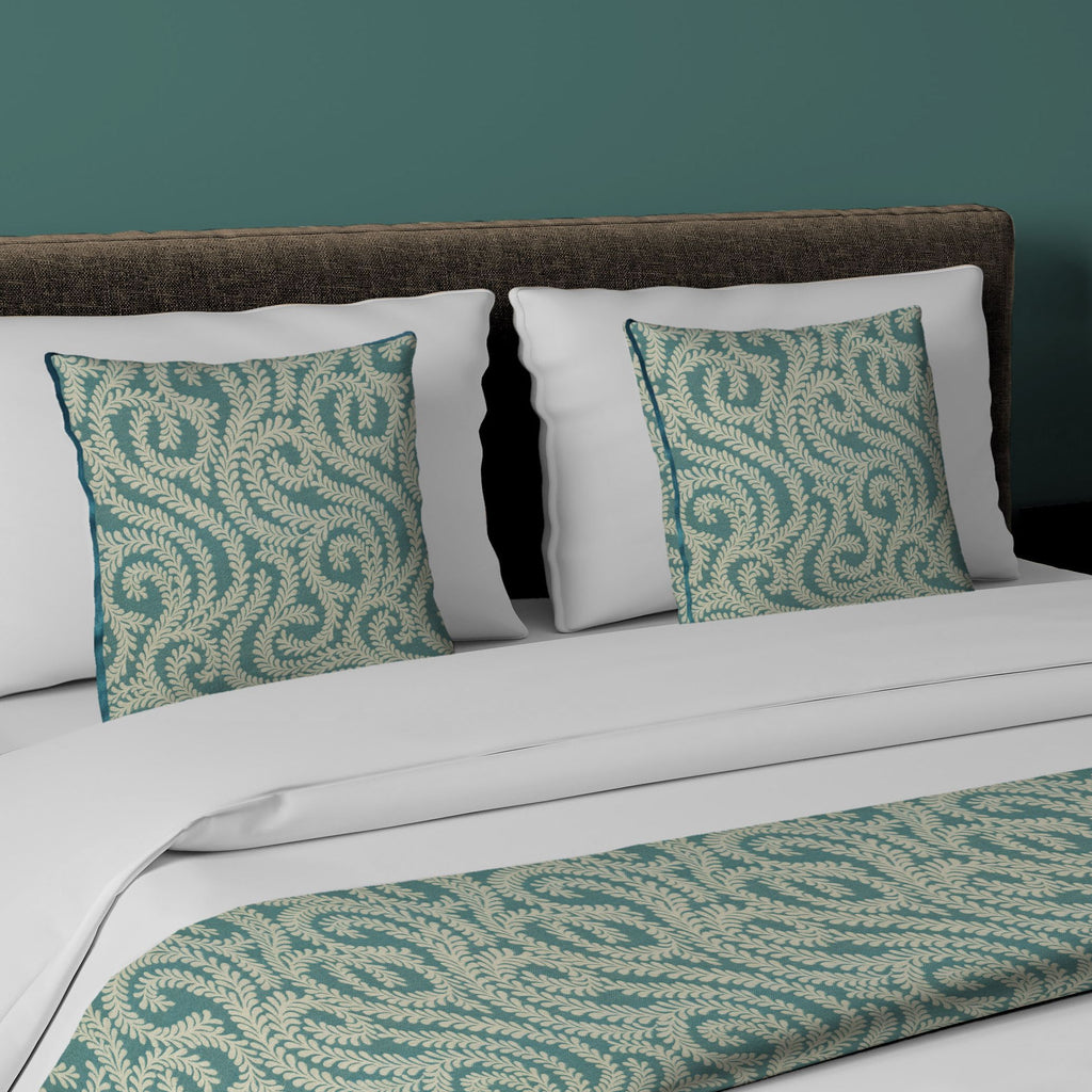 McAlister Textiles Little Leaf Teal Bedding Set Bedding Set Runner (50x165cm) + 1x Cushion Cover 
