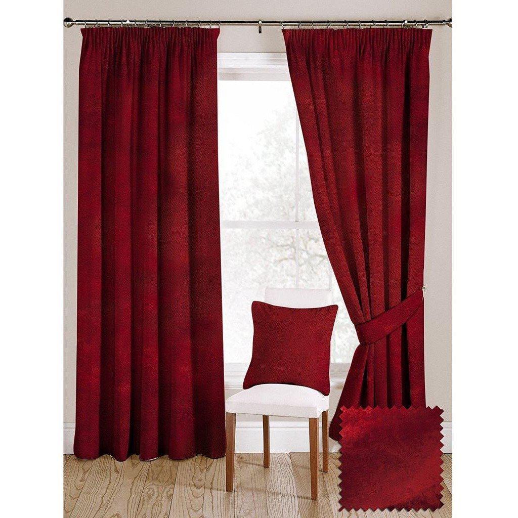 McAlister Textiles Wine Red Crushed Velvet Curtains Tailored Curtains 