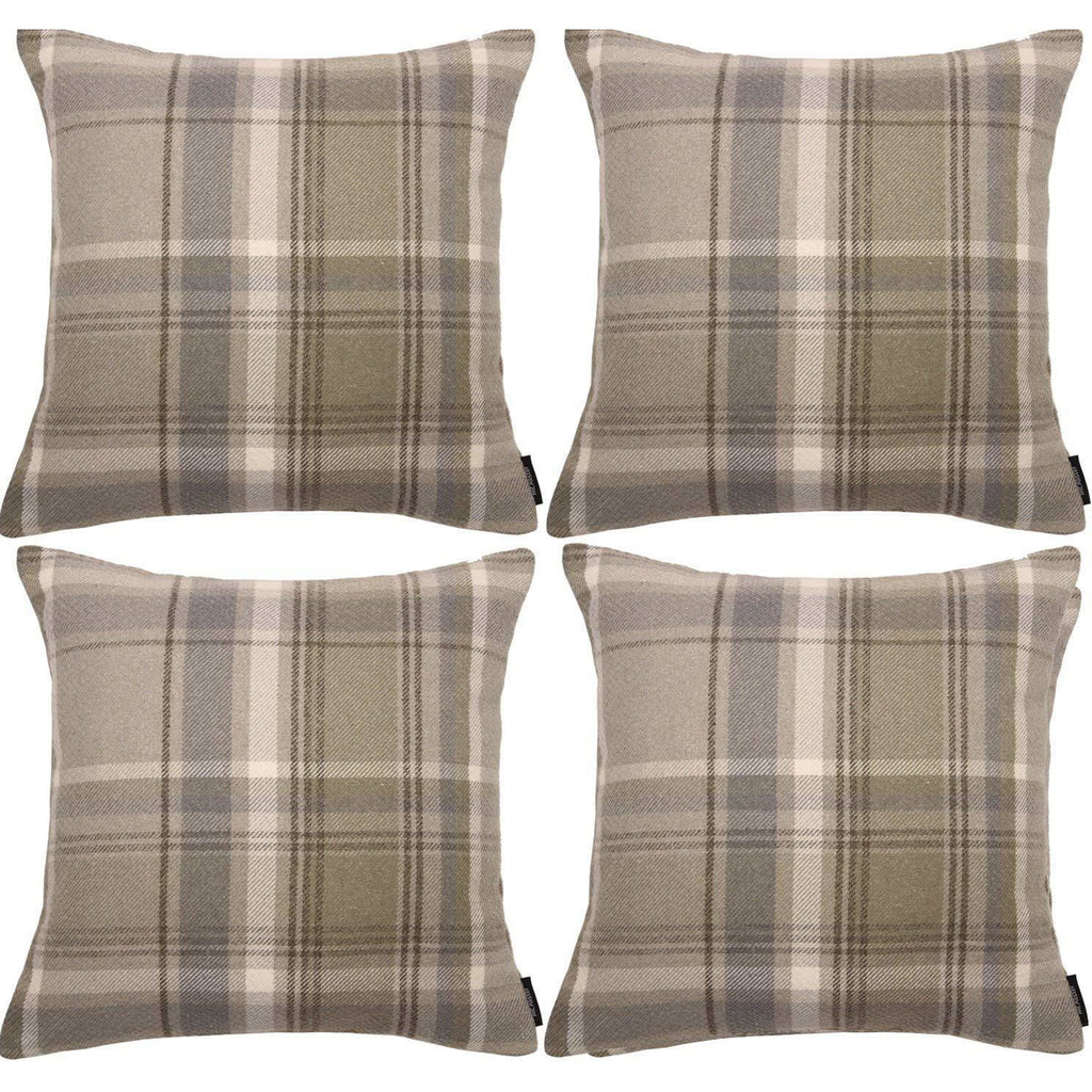 McAlister Textiles Heritage Beige Cream Tartan 43cm x 43cm Cushion Sets Cushions and Covers 