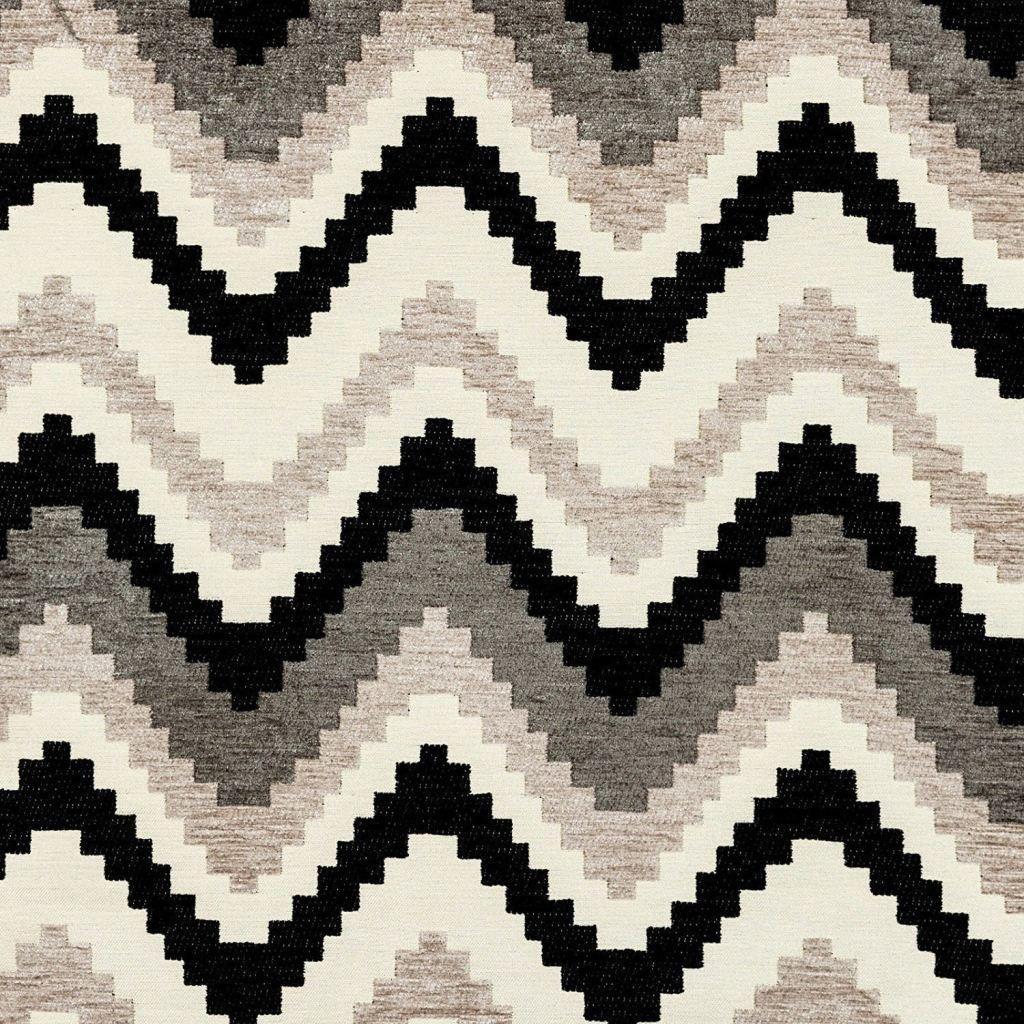 McAlister Textiles Navajo Black + Grey Striped Fabric Fabrics 1 Metre 