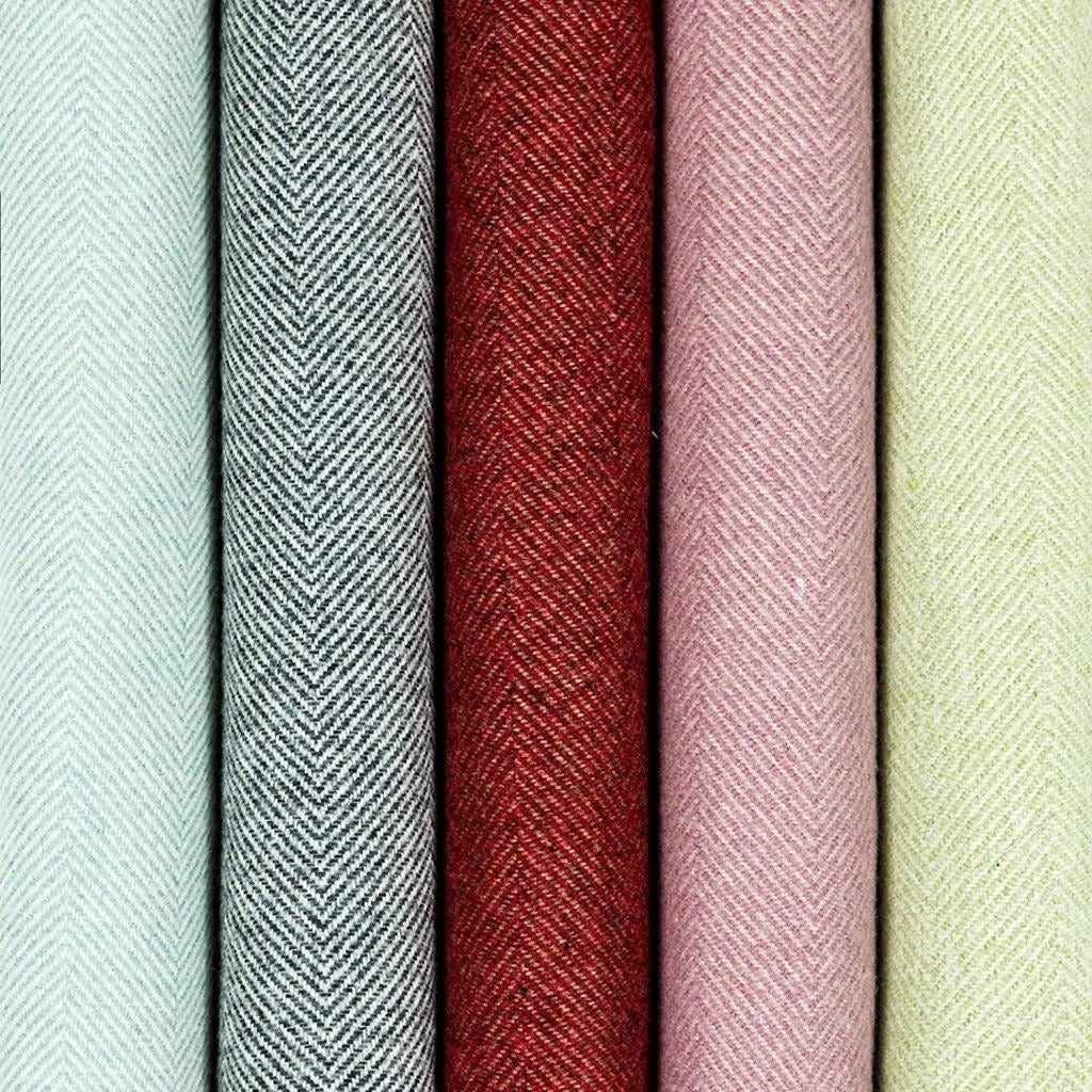 McAlister Textiles Herringbone Duck Egg Blue Fabric Fabrics 