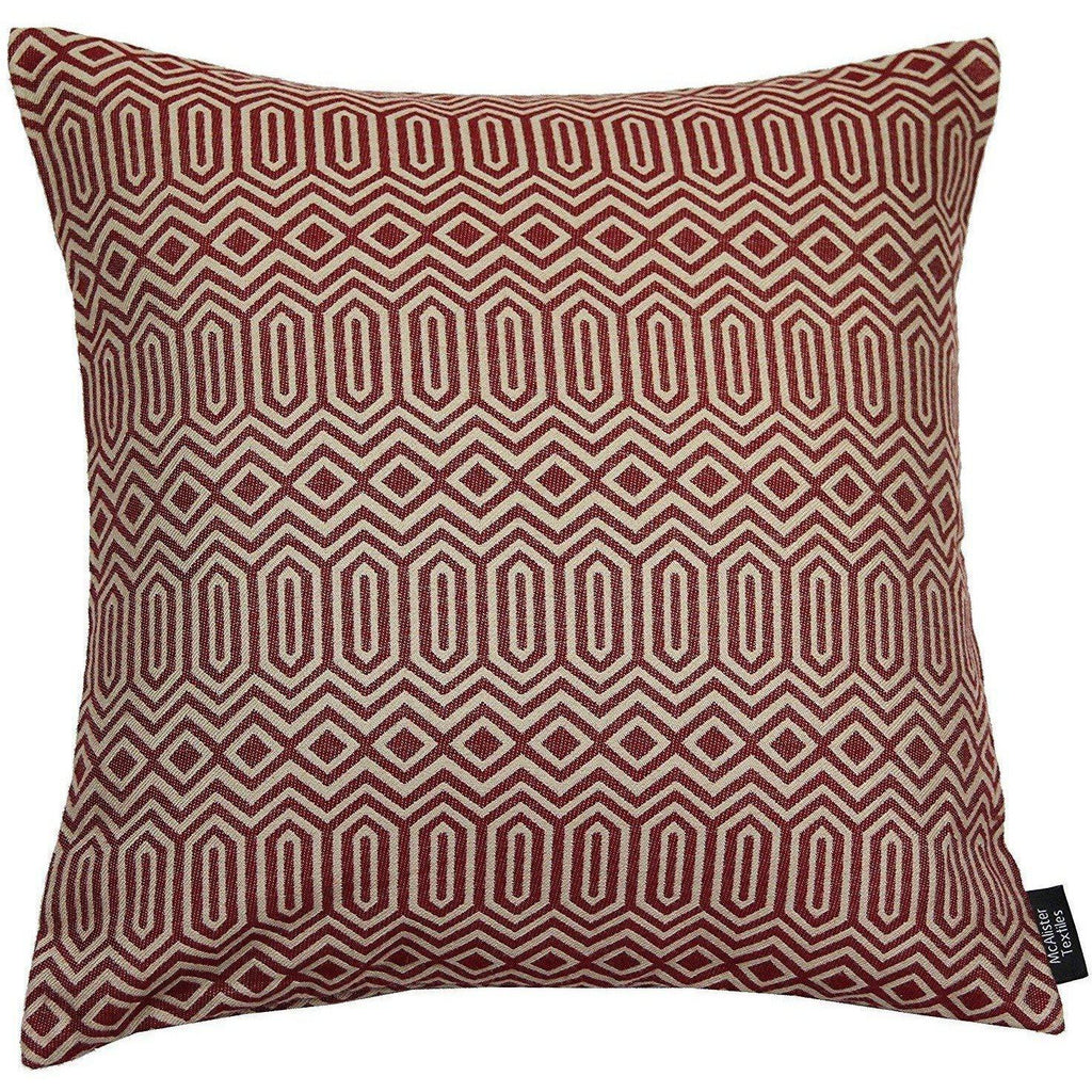 McAlister Textiles Colorado Geometric Red Cushion Cushions and Covers Polyester Filler 43cm x 43cm 