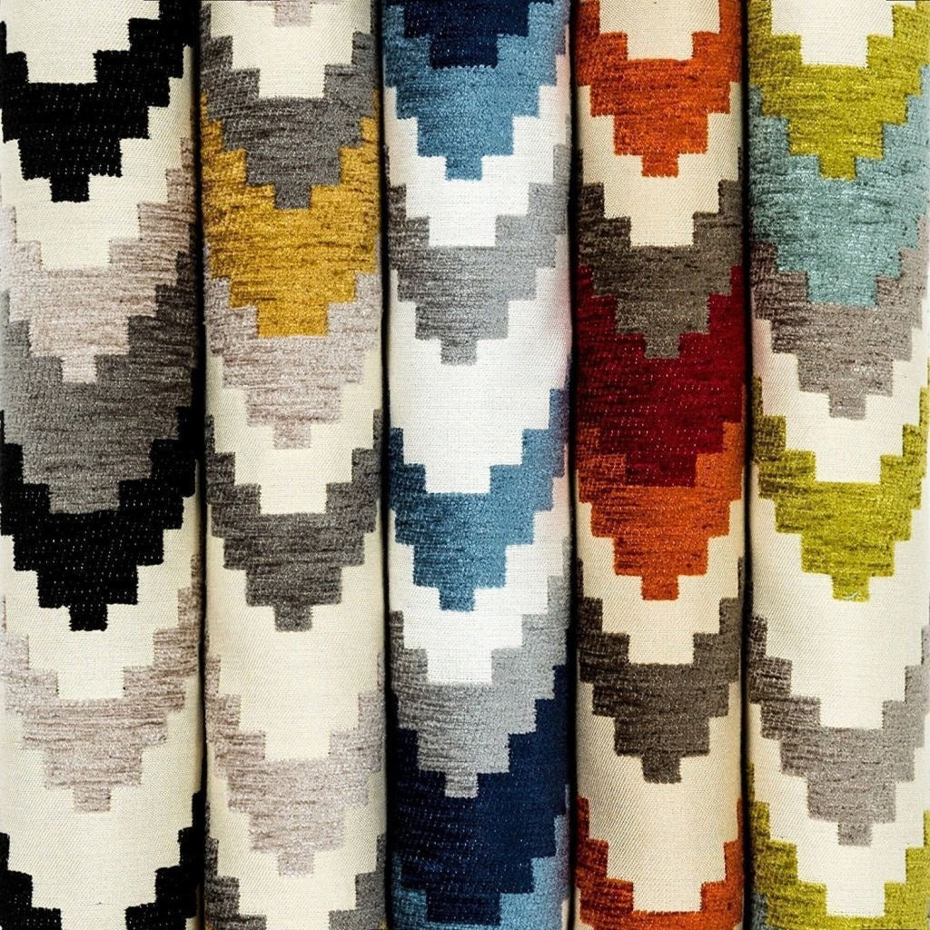 McAlister Textiles Navajo Black + Grey Striped Fabric Fabrics 