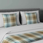 Load image into Gallery viewer, McAlister Textiles Angus Duck Egg Blue Tartan Bedding Set Bedding Set Runner (50x240cm) + 2x Cushion Covers 
