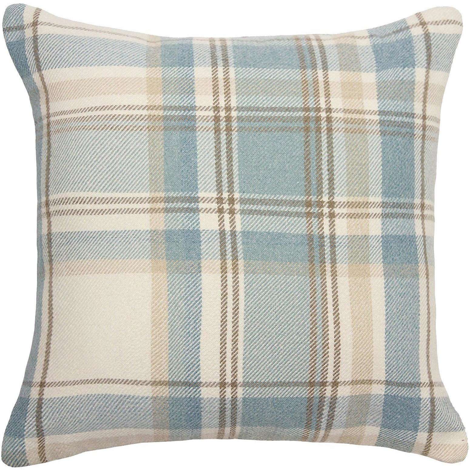 McAlister Textiles Heritage Duck Egg Blue Tartan Cushion Cushions and Covers Cover Only 43cm x 43cm 