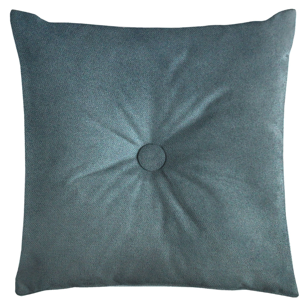 McAlister Textiles Matt Petrol Blue Velvet Button Cushions Cushions and Covers Polyester Filler 43cm x 43cm 