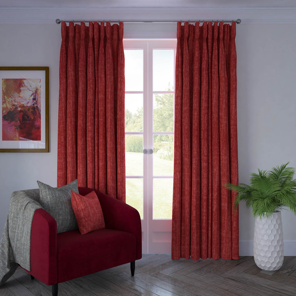 McAlister Textiles Eternity Red Chenille Curtains Tailored Curtains 