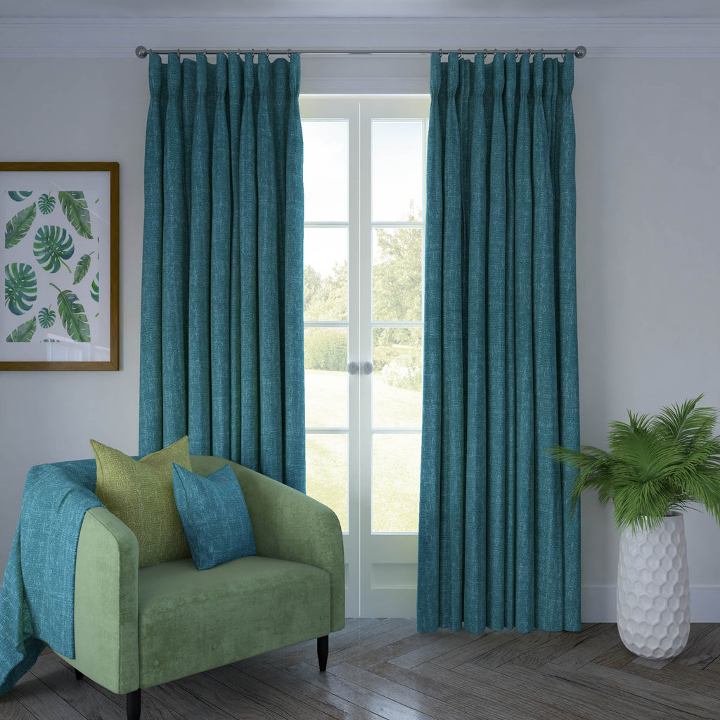 McAlister Textiles Eternity Teal Chenille Curtains Tailored Curtains 