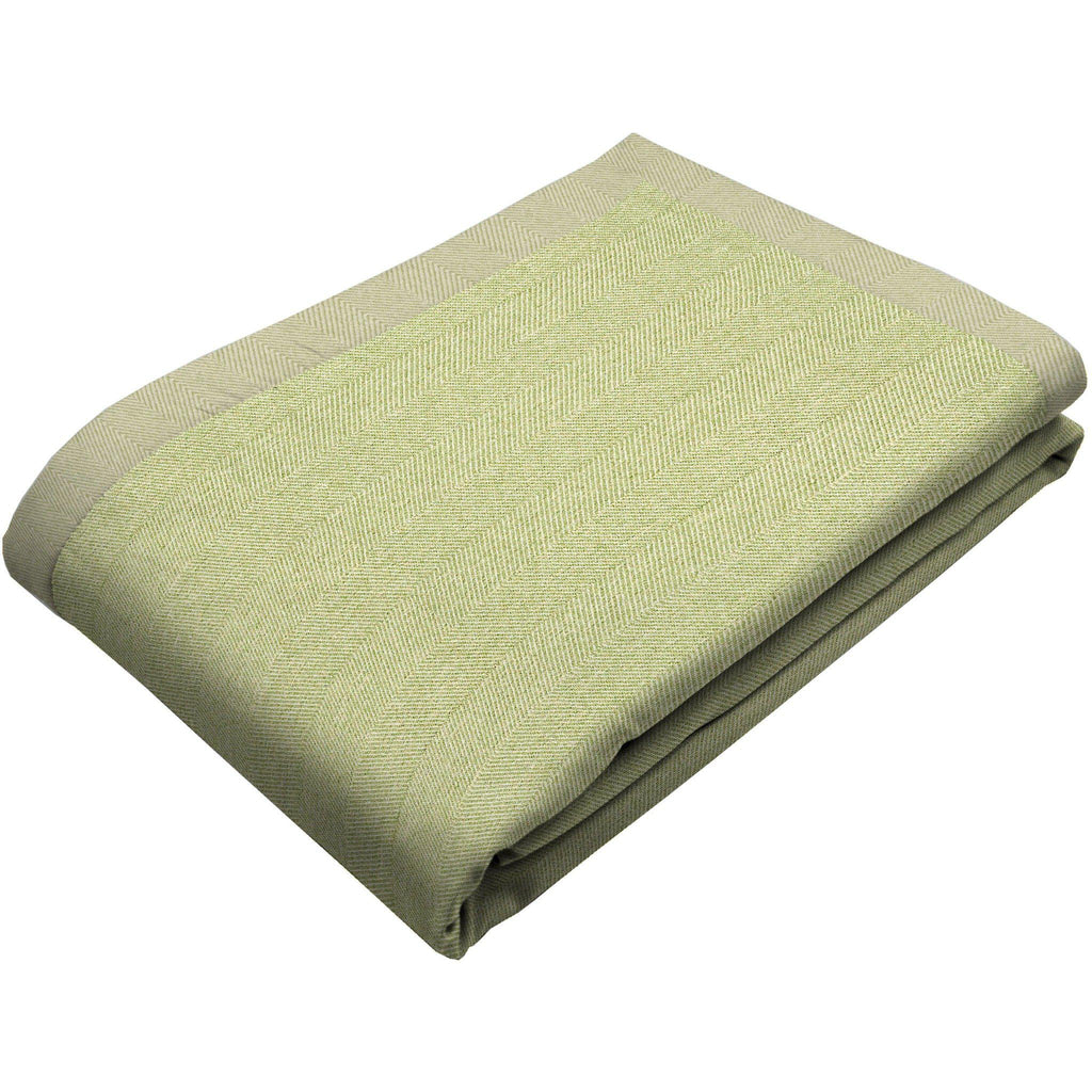 McAlister Textiles Herringbone Sage Green Throws & Runners Throws and Runners Regular (130cm x 200cm) 