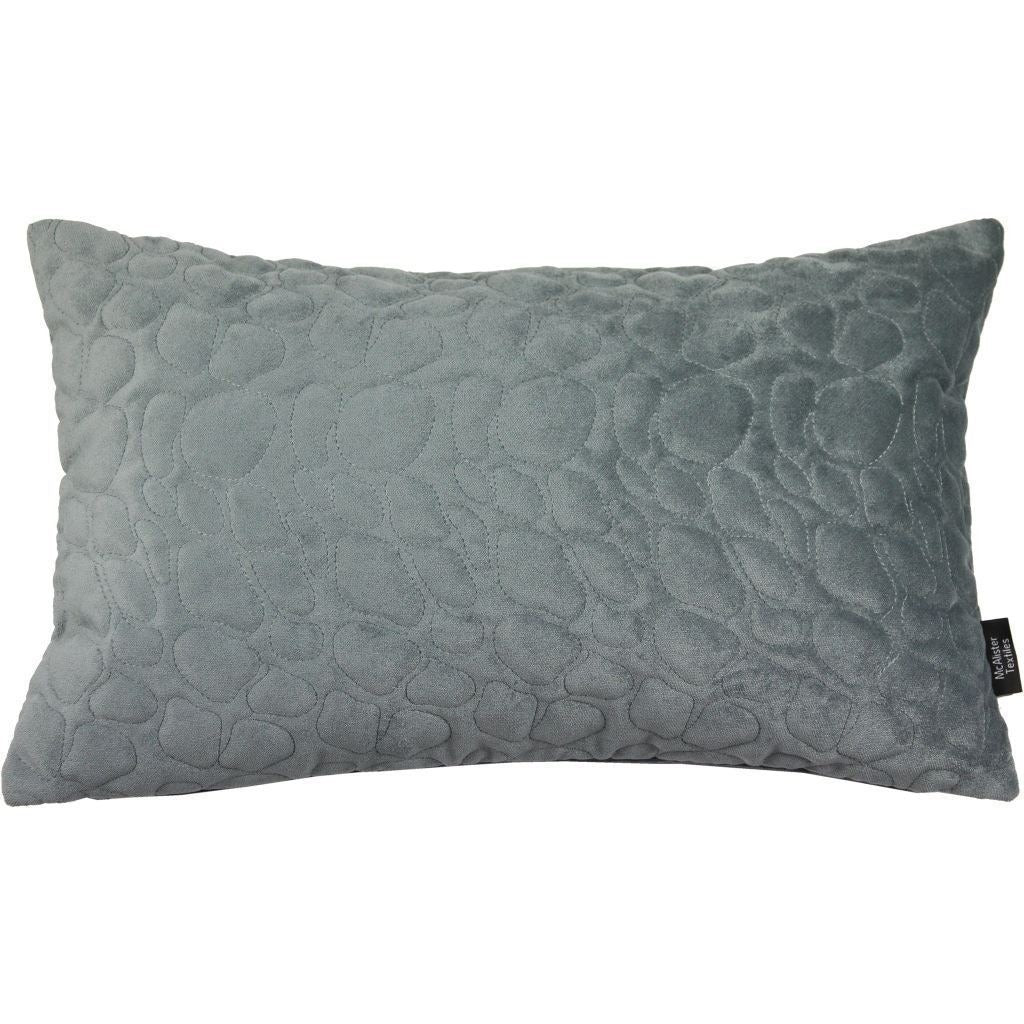 McAlister Textiles Pebble Quilted Silver Grey Velvet Pillow Pillow Cover Only 50cm x 30cm 