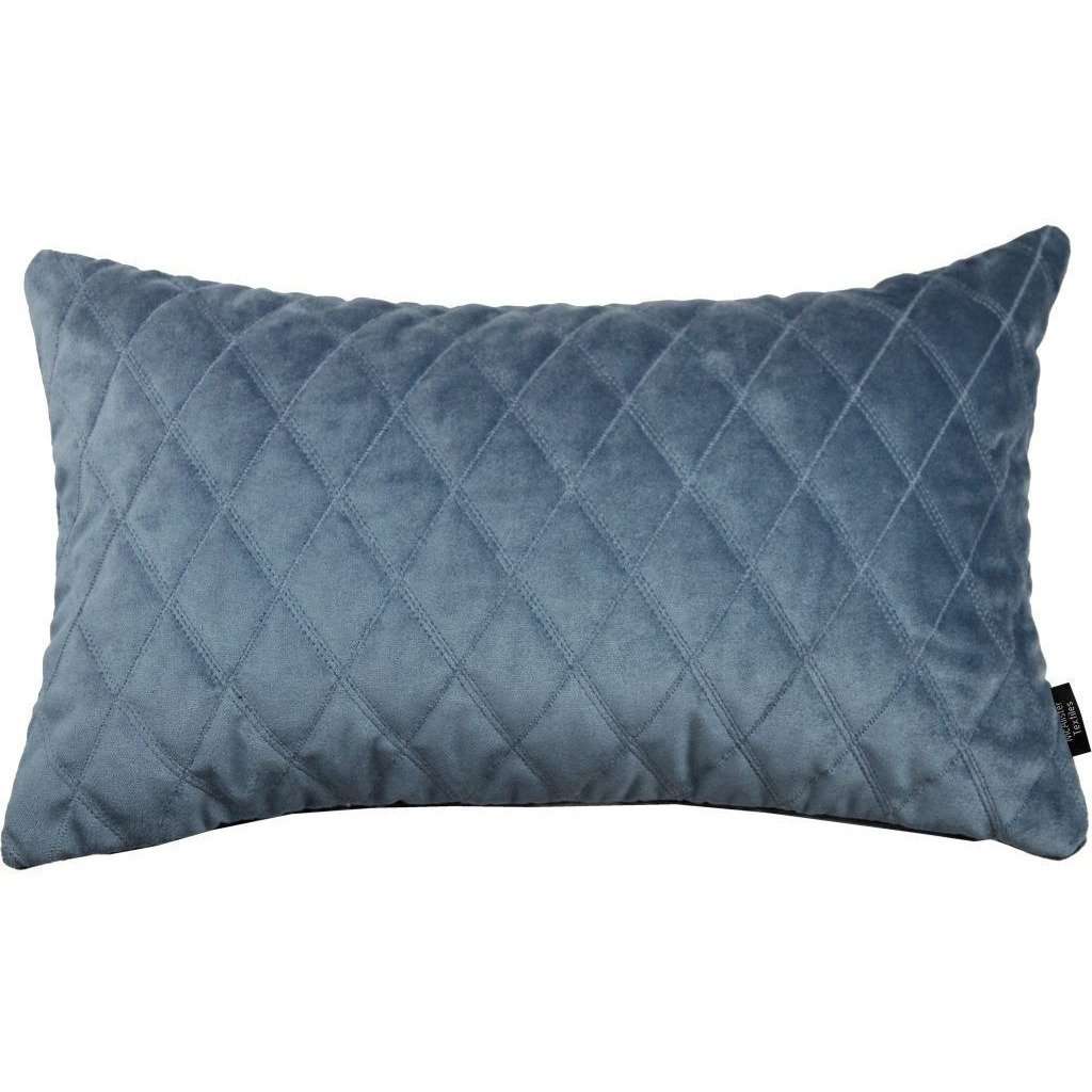 McAlister Textiles Diamond Quilted Dark Blue Velvet Pillow Pillow Cover Only 50cm x 30cm 