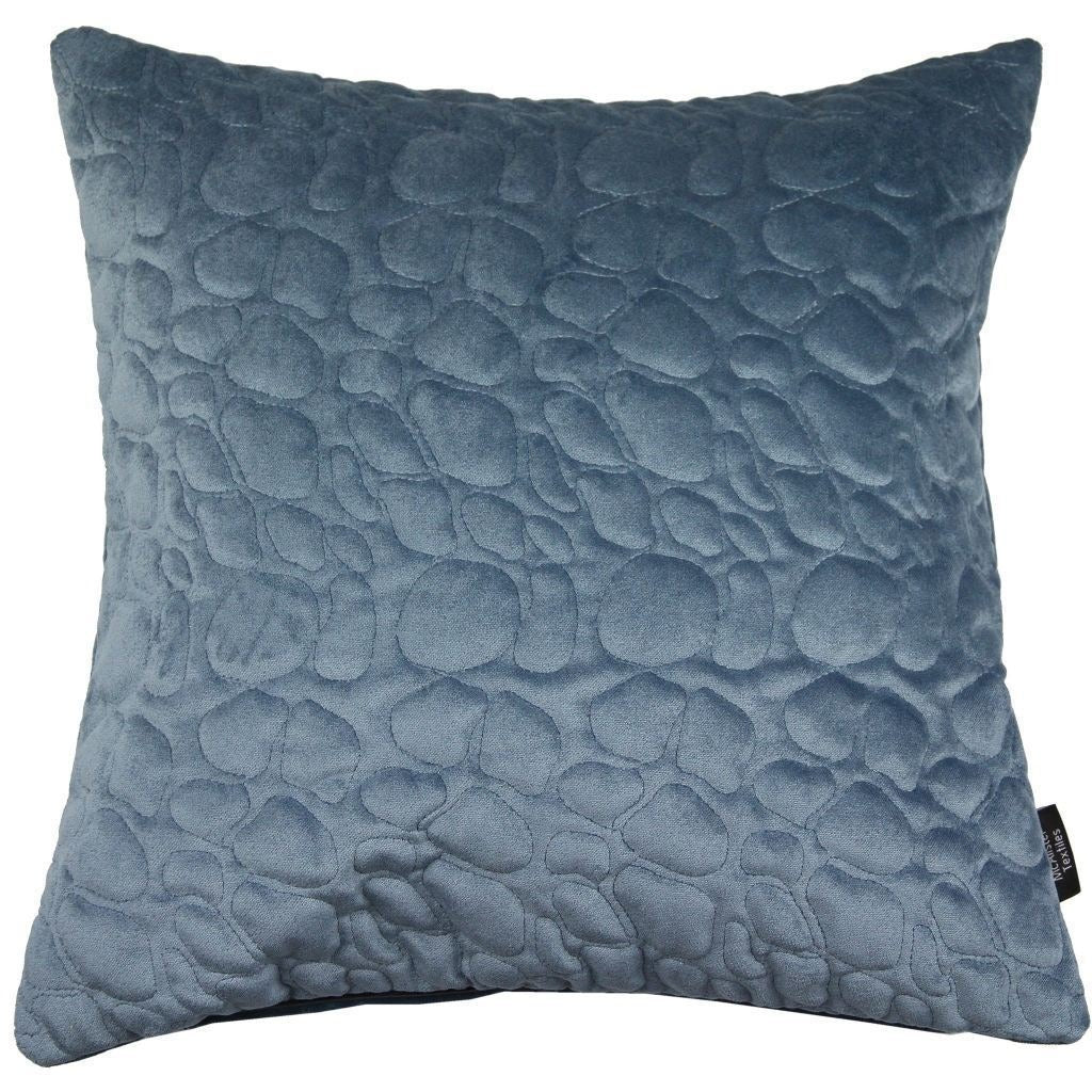 McAlister Textiles Pebble Quilted Dark Blue Velvet Cushion Cushions and Covers Cover Only 43cm x 43cm 