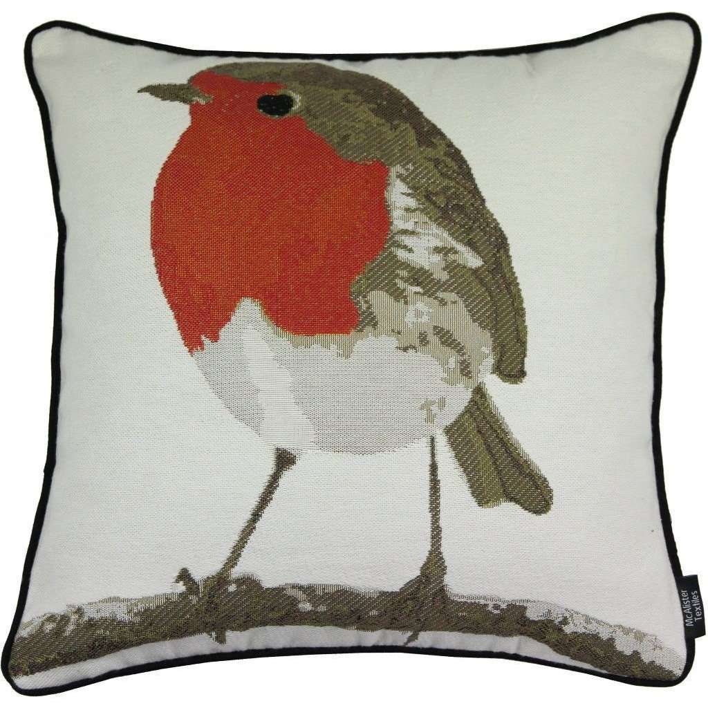 McAlister Textiles Winter Robin Christmas Cushion Cushions and Covers Cover Only 