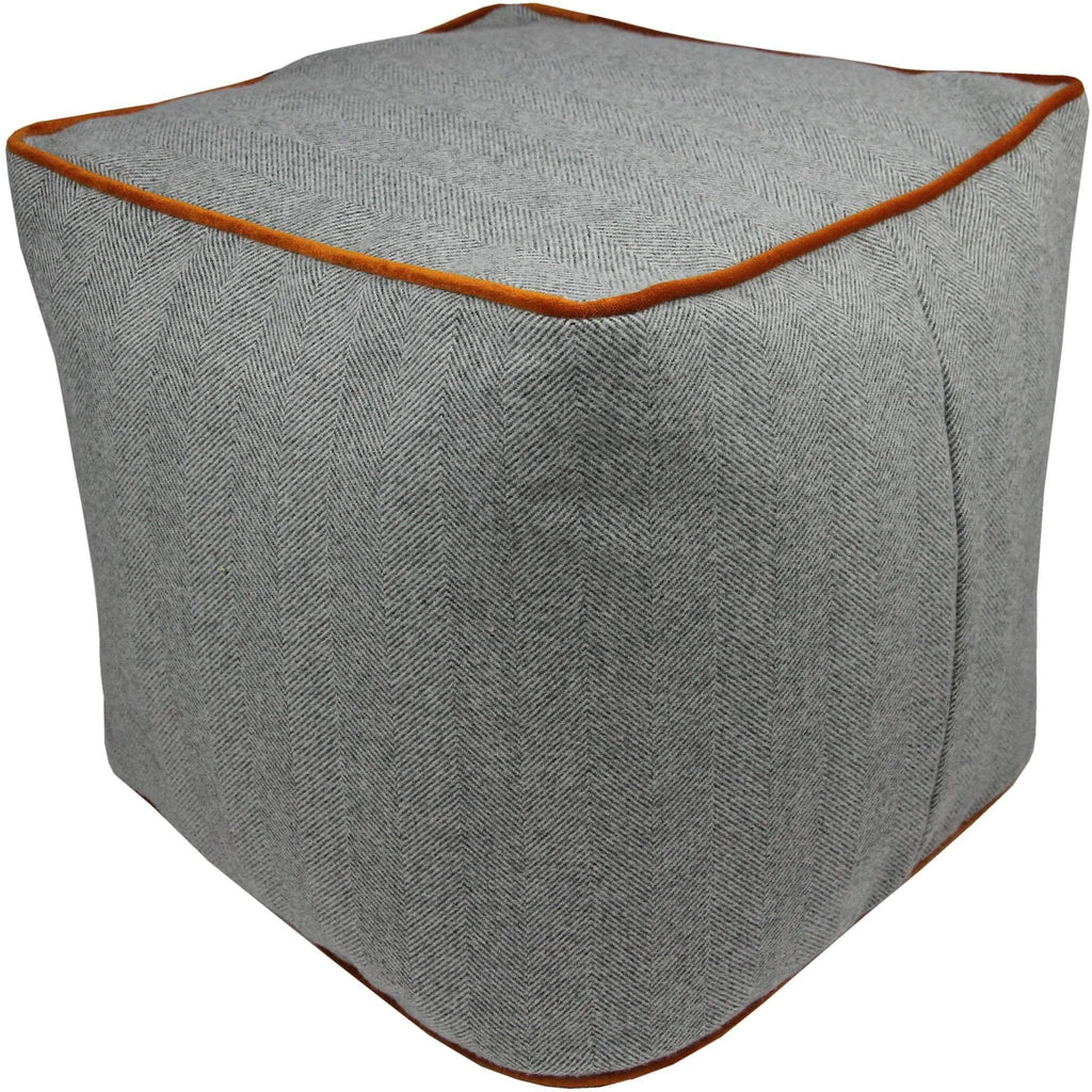 McAlister Textiles Deluxe Herringbone Grey + Orange Cube Seat Stool Square Stool 