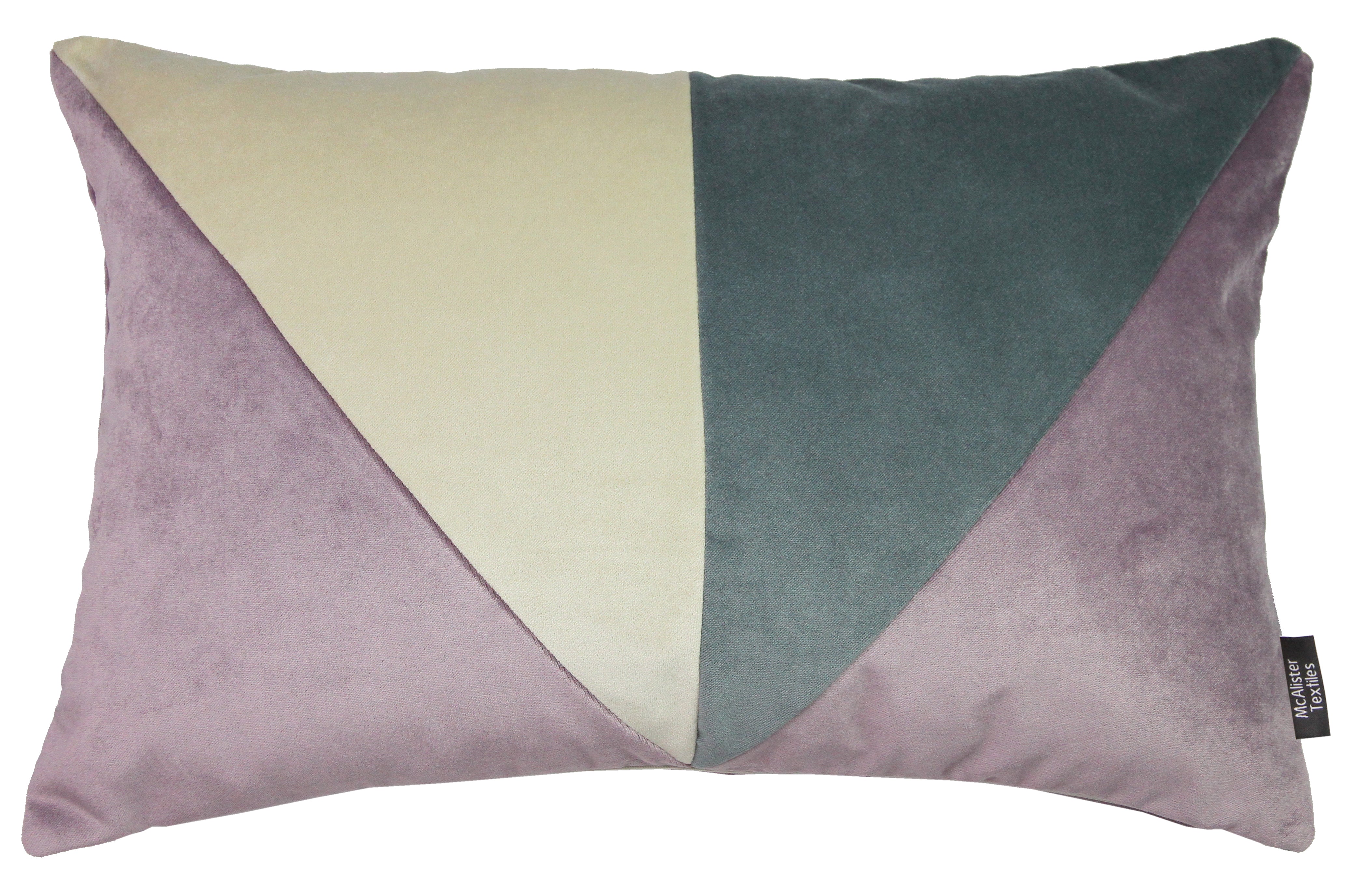 McAlister Textiles 3 Colour Patchwork Heather, Purple Cream + Grey Pillow Pillow Cover Only 50cm x 30cm 