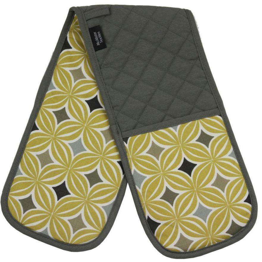McAlister Textiles Laila Yellow Cotton Print Double Oven Mitts Kitchen Accessories 