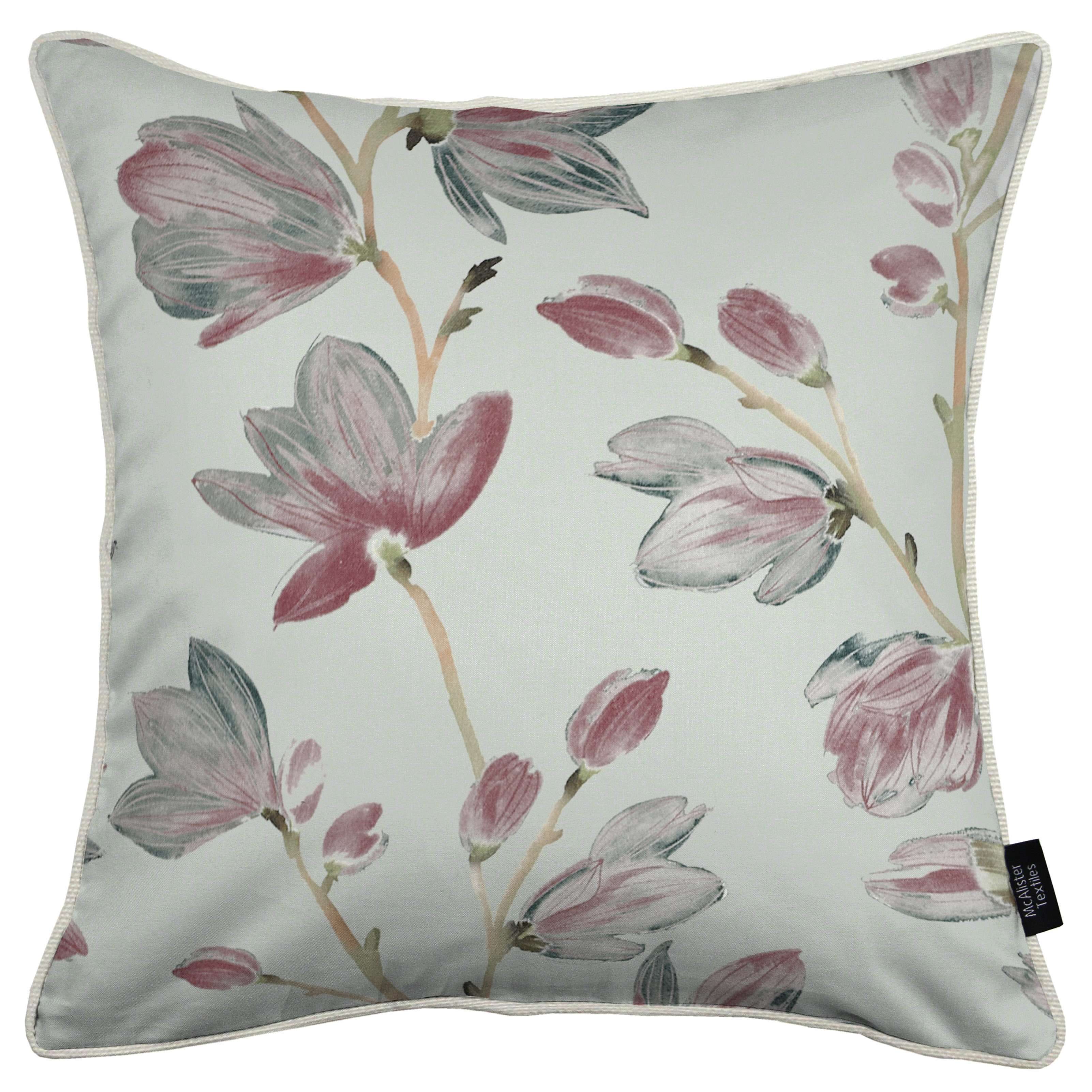 McAlister Textiles Magnolia Rose Floral Cotton Print Cushions Cushions and Covers Cover Only 43cm x 43cm 
