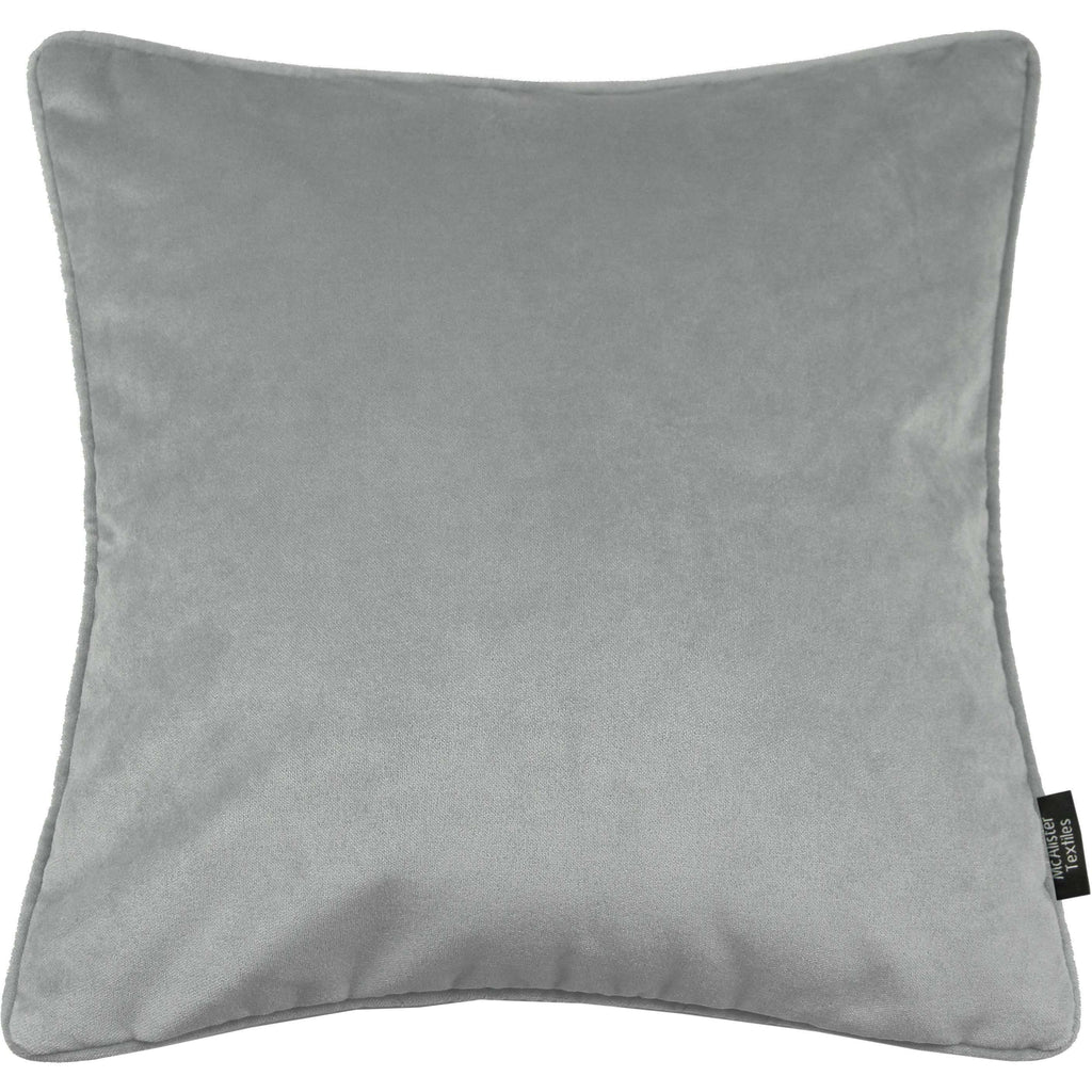 McAlister Textiles Matt Dove Grey Piped Velvet Cushion Cushions and Covers Cover Only 43cm x 43cm 