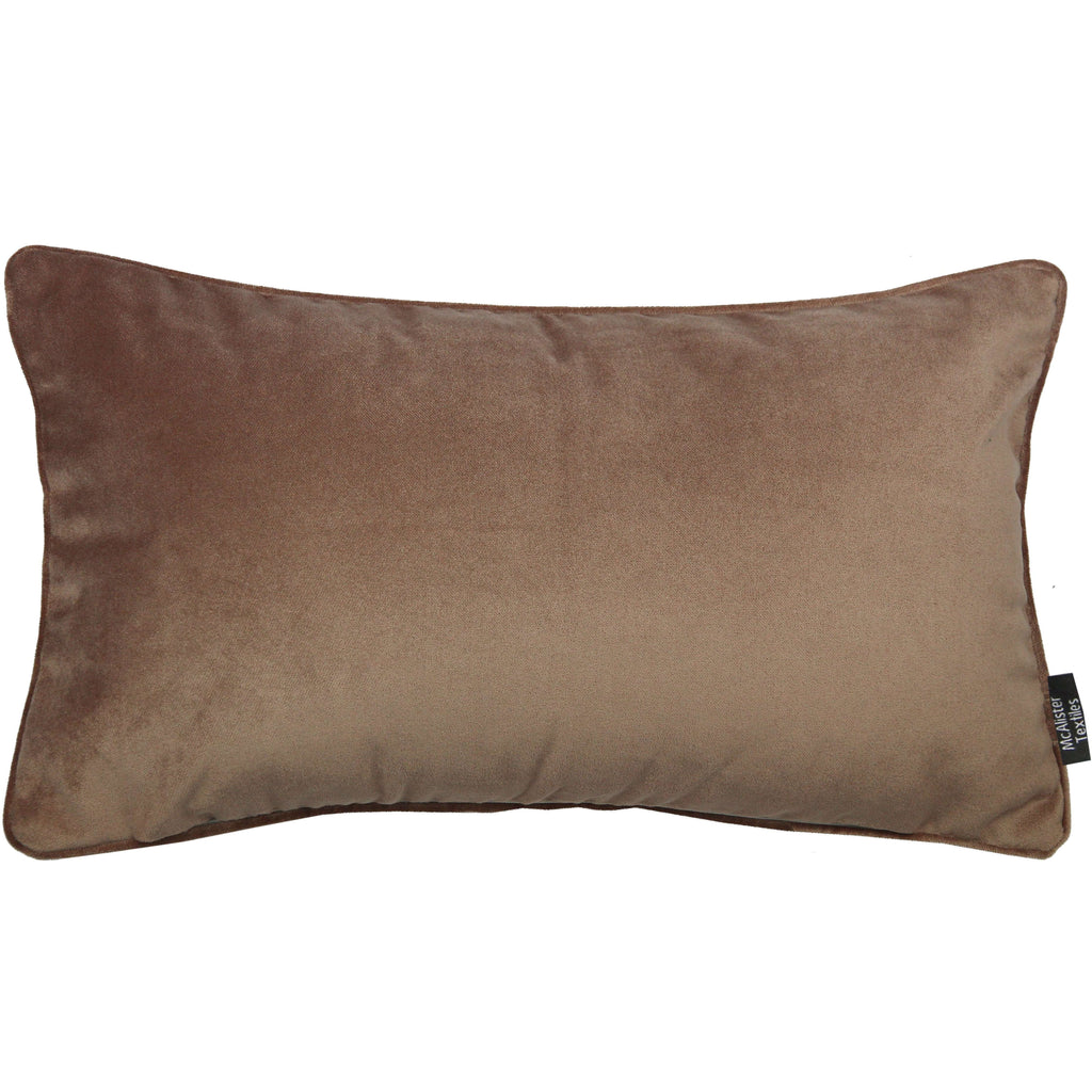 McAlister Textiles Matt Mocha Brown Piped Velvet Pillow Pillow Cover Only 50cm x 30cm 