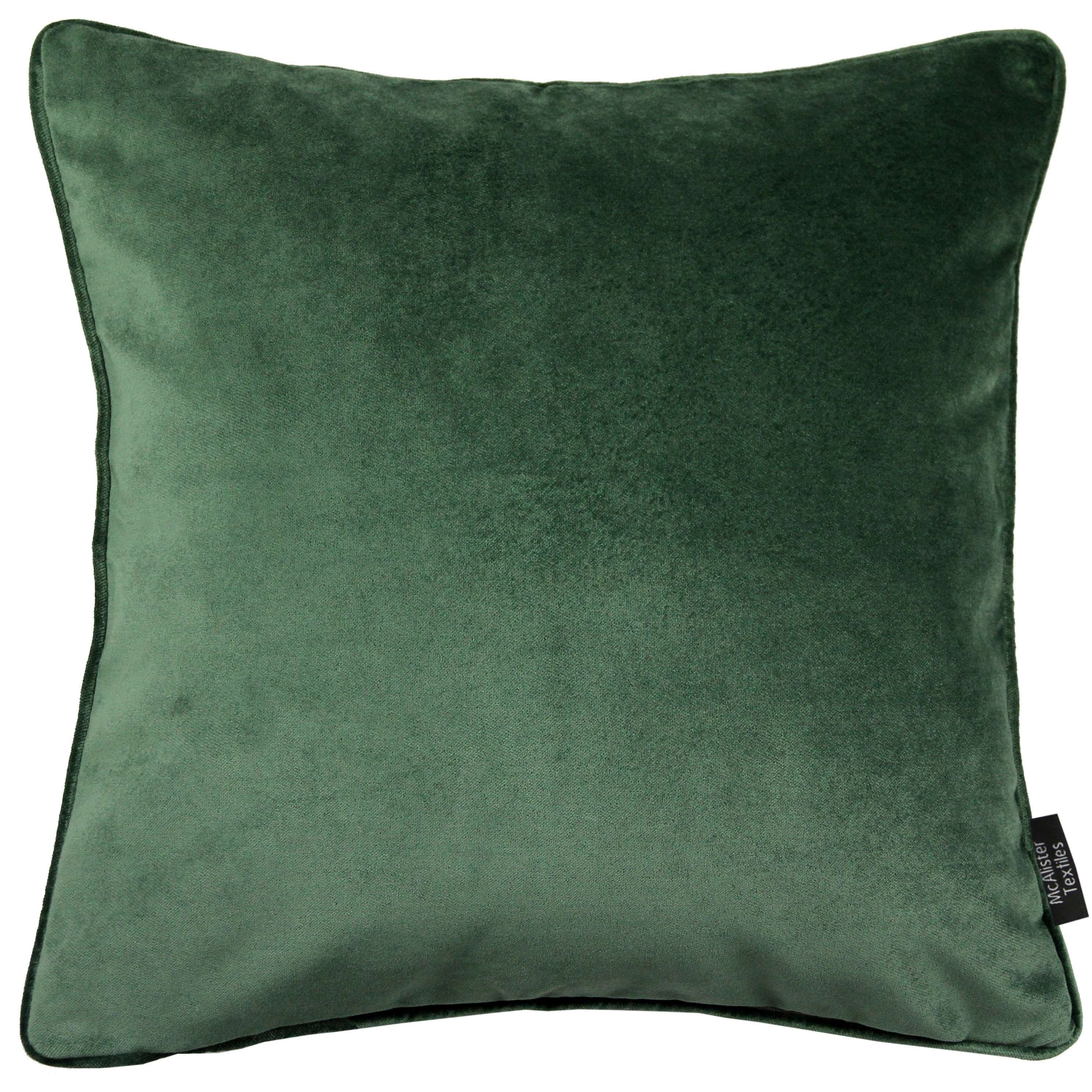 McAlister Textiles Matt Moss Green Piped Velvet Cushion Cushions and Covers Cover Only 43cm x 43cm 
