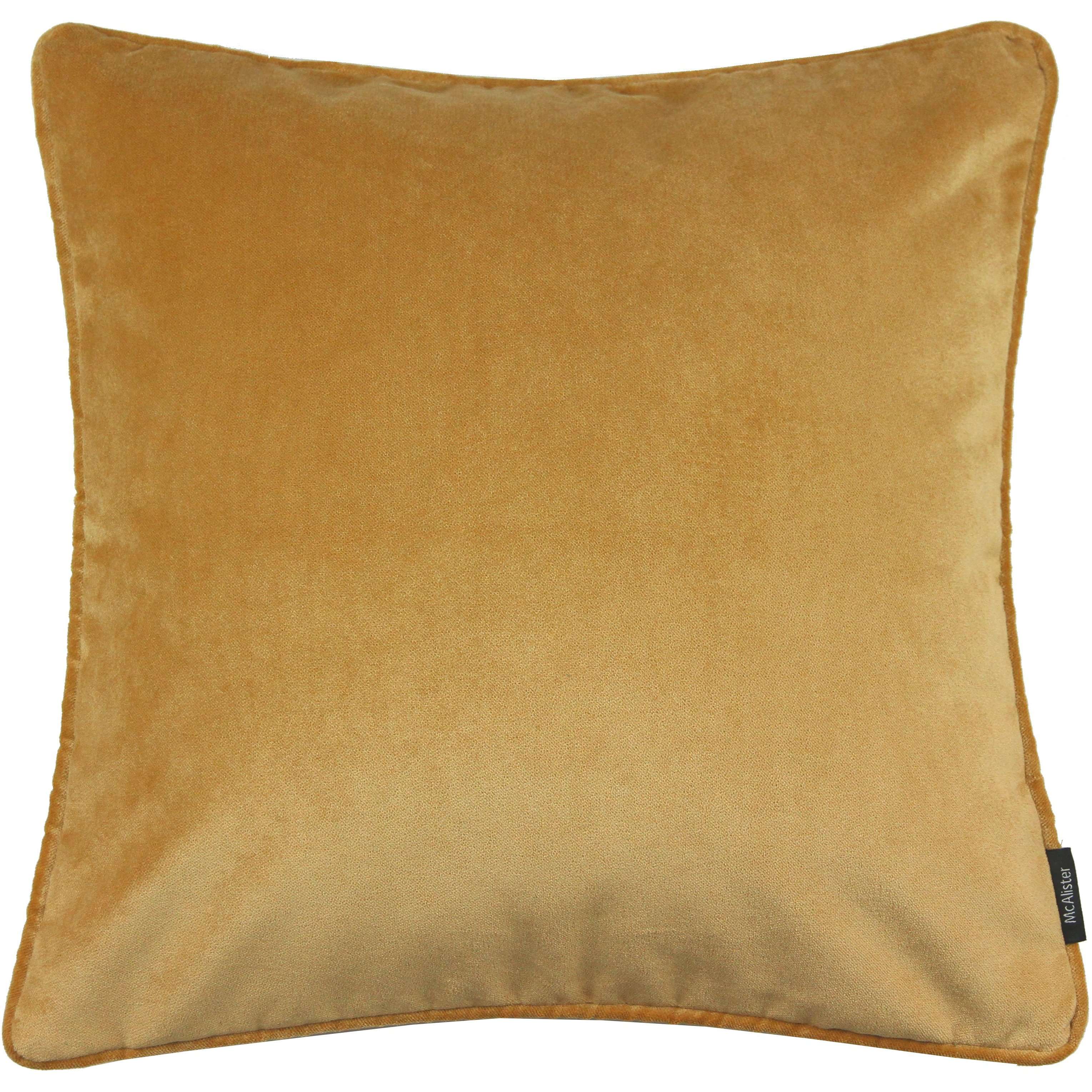 McAlister Textiles Matt Ochre Yellow Piped Velvet Cushion Cushions and Covers Cover Only 43cm x 43cm 