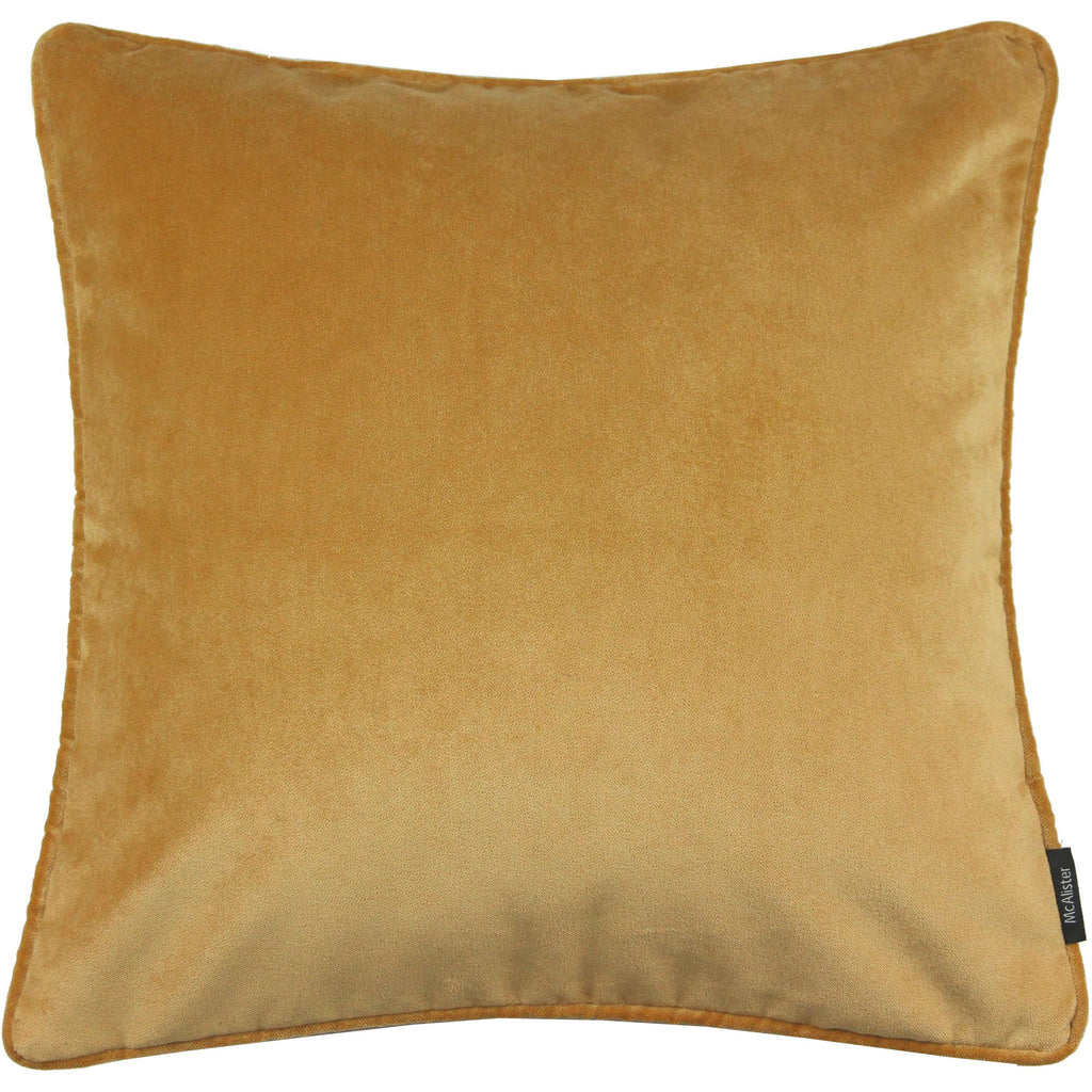 McAlister Textiles Matt Ochre Yellow Piped Velvet Cushion Cushions and Covers Cover Only 43cm x 43cm 
