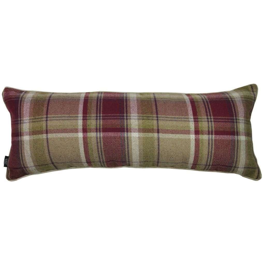 McAlister Textiles Deluxe Tartan Purple + Green Bed Pillow Large Boudoir Cushions 