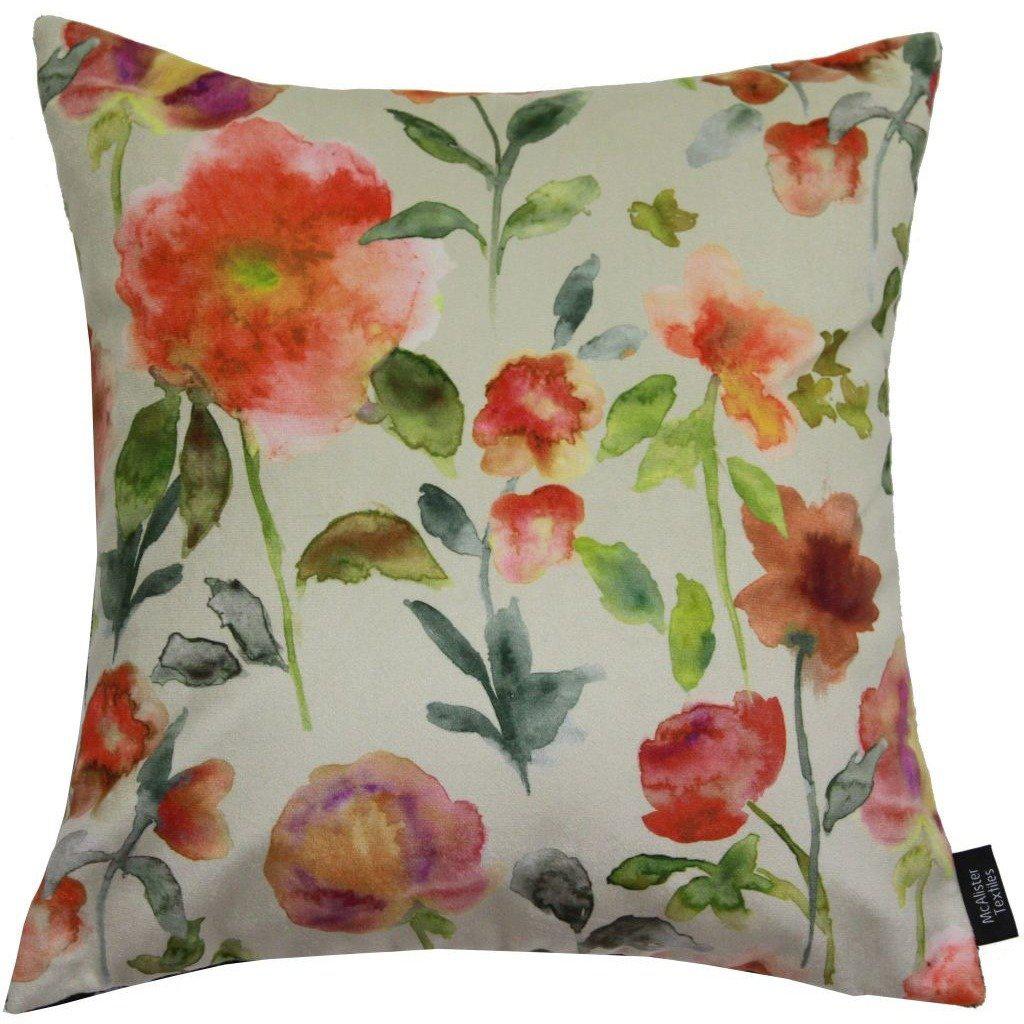 McAlister Textiles Renoir Floral Orange Velvet Cushion Cushions and Covers Cover Only 43cm x 43cm 